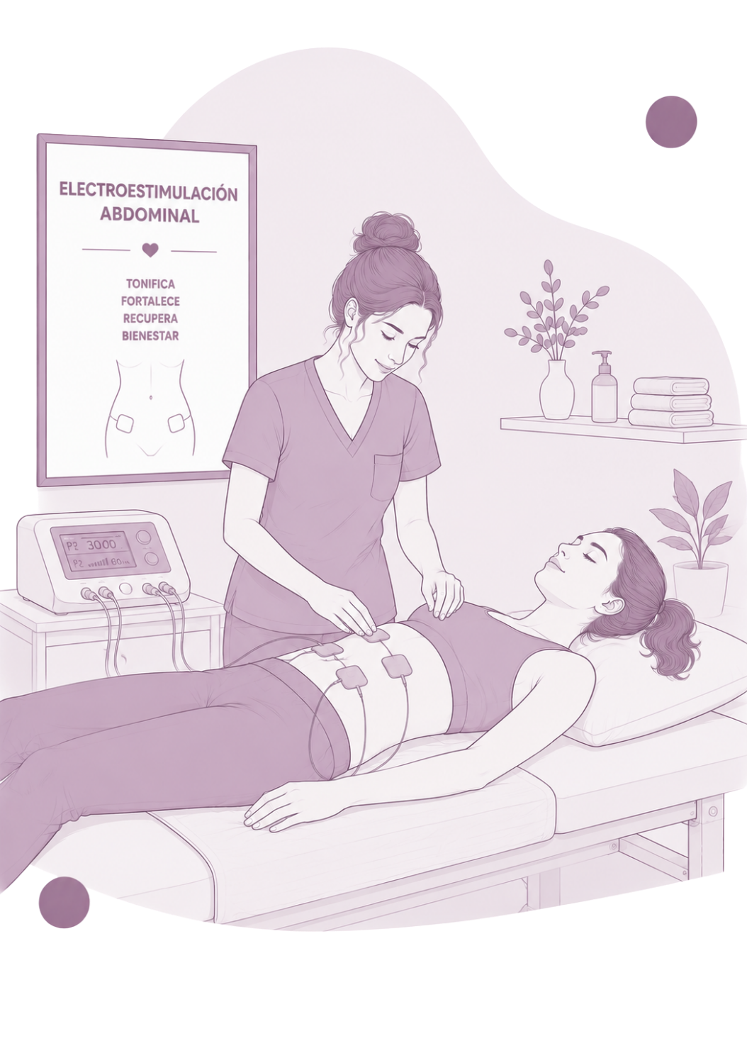 Electroestimulación abdominal en mujer